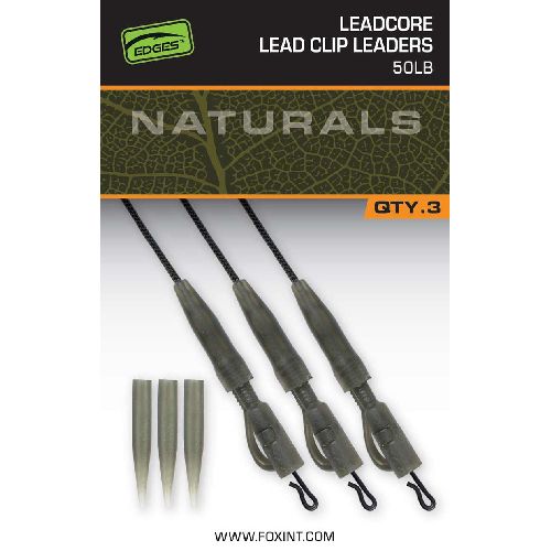 Fox Edges Naturals Leadcore Power Grip Lead Clip Leaders 50Lb CLIP