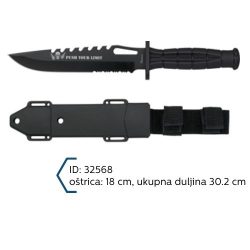 Martinez Albainox Nož Taktički Crni Oštrica 18cm/Ukupne Duljine 30.2cm