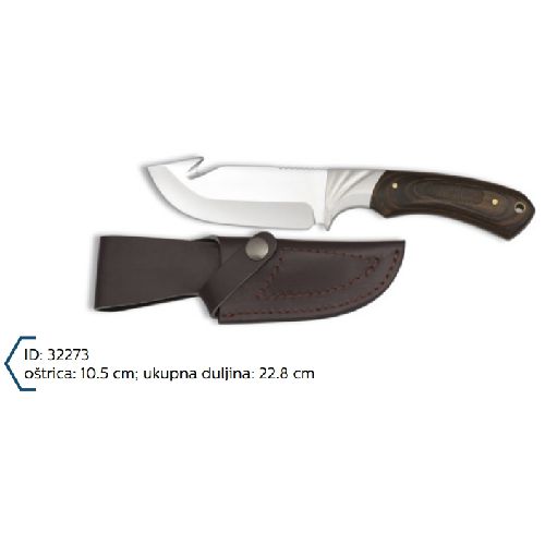 Martinez Albainox Lovački Nož+Kožna Futrola oštrica 10.5cm, ukupna duljina 22.8cm