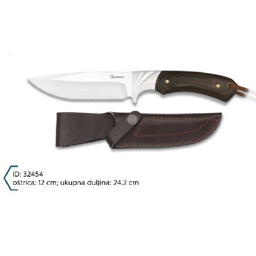 Martinez Albainox Lovački Mahagoni Nož+Kožna Futrola oštrica 12cm, ukupna duljina 24.2cm
