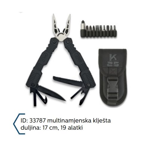 K25 Multinamjenska klješta duljina: 17 cm, 19 alatki